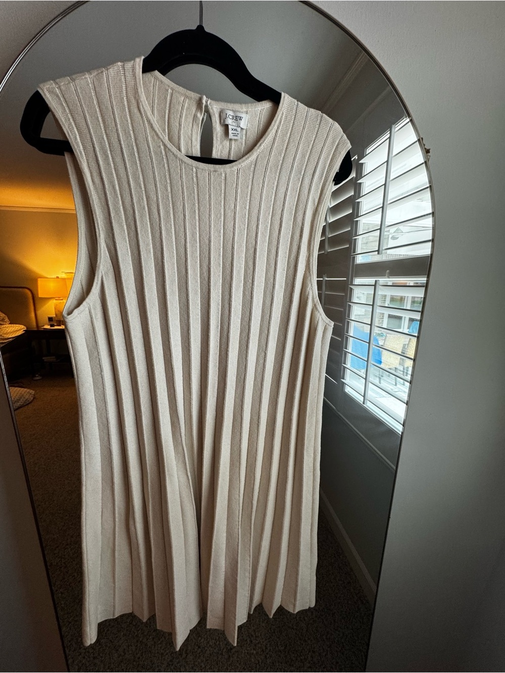 J. Crew Ribbed Sleeveless Midi Dress in Cream